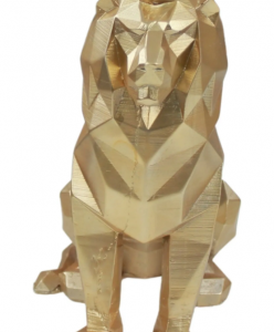 Dekoratif Altın Aslan Biblo Heykel El Yapımı Hediyelik Süs Eşyası Poly Model Tasarım Ürünü