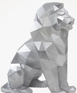 Dekoratif Gümüş Aslan Biblo Heykel El Yapımı Hediyelik Süs Eşyası Poly Model Tasarım Ürünü