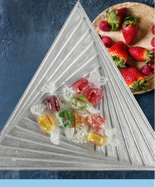 Şekerlik Gümüş Renk Sunumluk Drajelik Dekoratif Tabak Üçgen Model