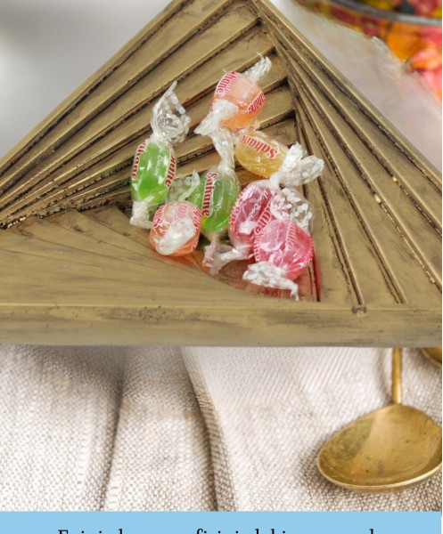 Şekerlik Altın Eskitme Renk Sunumluk Drajelik Dekoratif Tabak Üçgen Model