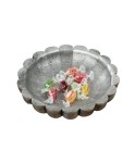 Şekerlik Gümüş Eskitme Renk Sunumluk Drajelik Dekoratif Tabak Çiçek Model