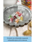 Şekerlik Gümüş Eskitme Renk Sunumluk Drajelik Dekoratif Tabak Çiçek Model