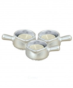 Gümüş Mumluk Şamdan 3 Adet Tealight Uyumlu Üçlü Tava Model