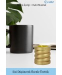 Altın Mumluk Şamdan 3 Adet Tealight ve İnce Mum Uyumlu Spiral Model