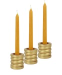 Altın Mumluk Şamdan 3 Adet Tealight ve İnce Mum Uyumlu Spiral Model