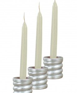 Gümüş Mumluk Şamdan 3 Adet Tealight ve İnce Mum Uyumlu Spiral Model