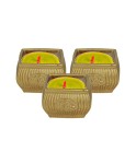 Altın Mumluk Şamdan 3 Adet Tealight Uyumlu Üçlü Mini Çizgili Çiçekli Model