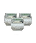 Gümüş Mumluk Şamdan 3 Adet Tealight Uyumlu Üçlü Mini Çizgili Çiçekli Model