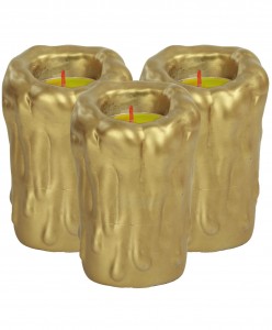 Altın Mumluk Şamdan 3 Adet Tealight Uyumlu Üçlü Büyük Erimiş Mum Model