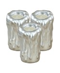 Gümüş Mumluk Şamdan 3 Adet Tealight Uyumlu Üçlü Büyük Erimiş Mum Model