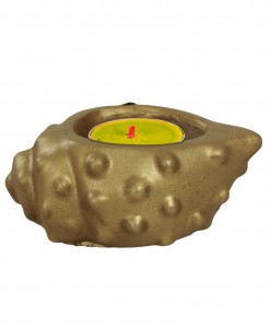 Altın Mumluk Şamdan Tealight Mum Uyumlu Deniz Kabuğu Model