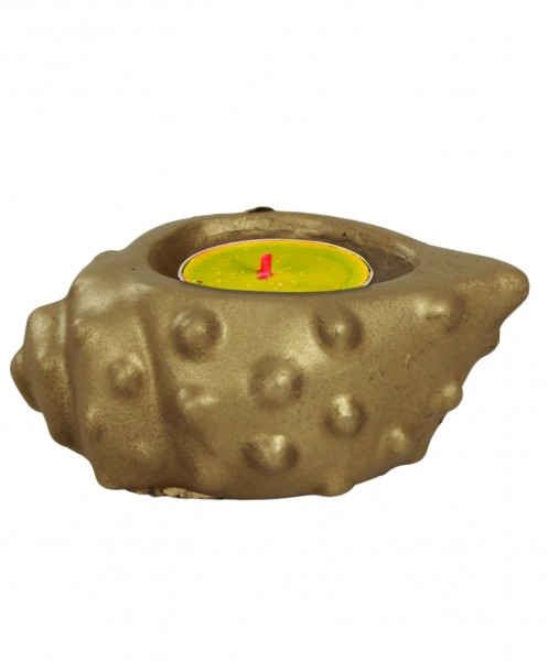 Altın Mumluk Şamdan Tealight Mum Uyumlu Deniz Kabuğu Model