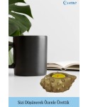 Altın Mumluk Şamdan 3 Adet Tealight Uyumlu Deniz Kabuğu Mum Model