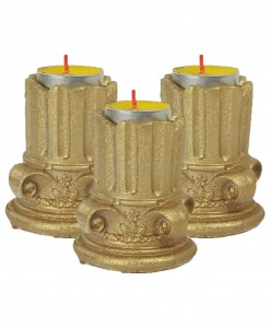 Altın Mumluk Şamdan 3 Adet Tealight Uyumlu Tarihi Sütun Model