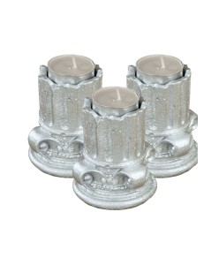 Gümüş Mumluk Şamdan 3 Adet Tealight Uyumlu Tarihi Sütun Model