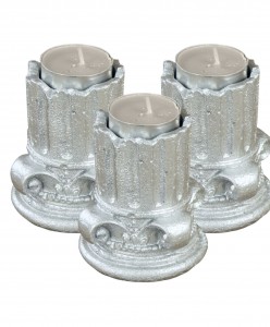 Gümüş Mumluk Şamdan 3 Adet Tealight Uyumlu Tarihi Sütun Model