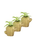 Mini Çiçek Saksı Küçük Sukulent Altın Kaktüs Saksısı 3lü Set Kaktüs Figür Model