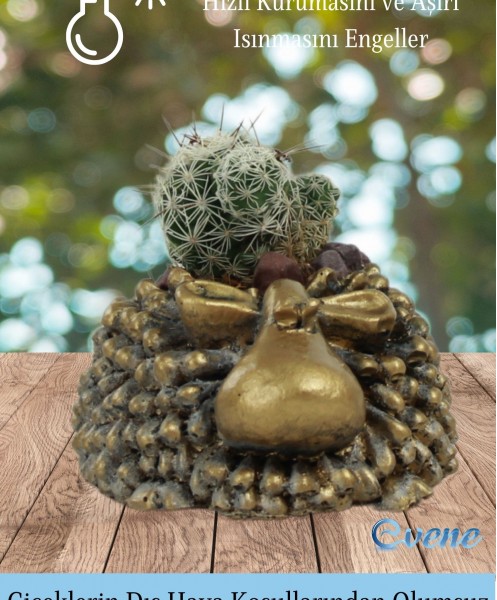 Mini Çiçek Saksı Küçük Sukulent Altın Eskitme Kaktüs Saksısı 3lü Set Koyun Model