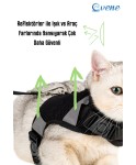 Kedi Tasması Göğüs Boyun Tasma Seti Sevk Kayışlı Terletmeyen Nefes Alan Reflektörlü Tasma M SİYAH