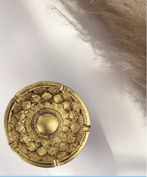 Küllük Altın Eskitme Renk Kül Tablası Dekoratif Küllük İstiridye Model