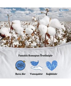 Yastık Boncuk Elyaf Antibakteriyel Dolgu Extra Yumuşak Uyku Yastığı Pamuklu Dikişli Kılıf 1000 gr