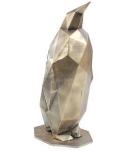 Dekoratif Altın Eskitme Penguen Biblo Heykel El Yapımı Hediyelik Süs Eşyası Poly Model Tasarım Ürünü
