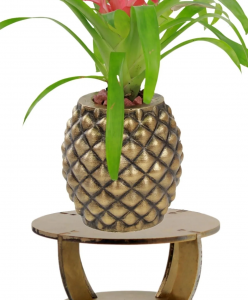 Beton Saksı Büyük Boy 1 Adet Altın Varak Boyalı Eskitmeli Ananas Model